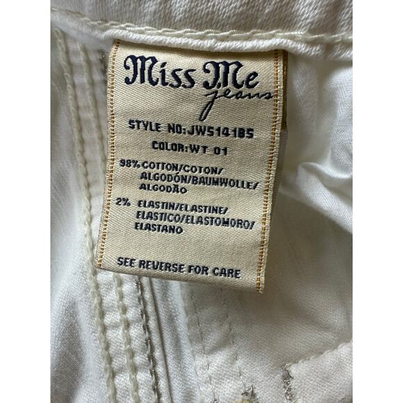 Miss Me Womens White Bootcut Jeans Sz 29 Mid Rise Rhinestone Embellished Pockets - Picture 6 of 11